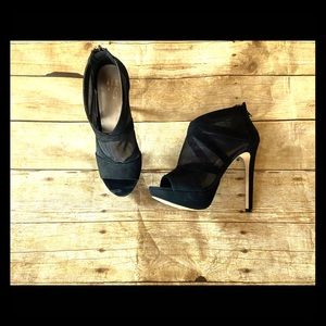 2/$40 Ultra high black suede and mesh black heels